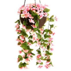 Solar Powered Artificial Floral Hanging Basket -EcoPatio Shop 393030 solar powered artificial floral hanging basket 4