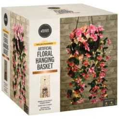Solar Powered Artificial Floral Hanging Basket -EcoPatio Shop 393030 solar powered artificial floral hanging basket 5