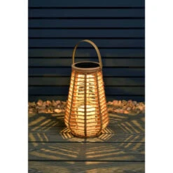 Small Solar Powered Natural Lantern -EcoPatio Shop 393062 solar powered natural lantern with flickering warm white led