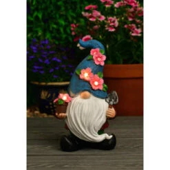 B&M Gonk Gnome Ornament With Solar Flower Hat - Blue -EcoPatio Shop 393077 gonk gnome ornament with solar flower hat blue