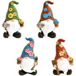 B&M Gonk Gnome Ornament With Solar Flower Hat - Blue -EcoPatio Shop 393077 gonk gnome ornament with solar flower hat group