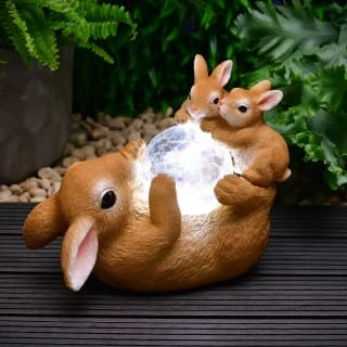 B&M Resin Rabbit Family With Solar Light 4 B&M Resin Rabbit Family With Solar Light - Image 2