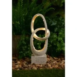 B&M Solar Sculpture With Micro LED - Light Grey -EcoPatio Shop 393079 solar sculpture with micro leds light grey