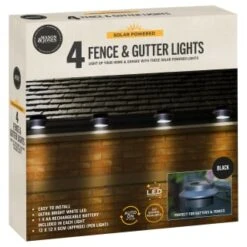 Solar Powered Fence & Gutter Lights - Black 4pk 7 Solar Powered Fence & Gutter Lights - Black 4pk -EcoPatio Shop 393085 4pk solar powered fence and gutter lights black 3