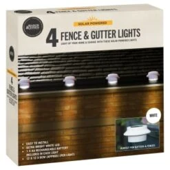 Solar Powered Fence & Gutter Lights - White 4pk -EcoPatio Shop 393086 4pk solar powered fence and gutter lights white 3