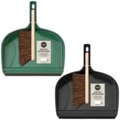 Heavy Duty Dustpan & Bassine Brush Set - Black -EcoPatio Shop 393245 heavy duty dustpan and bassine brush set group