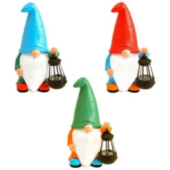 B&M Garden Gonk Ornament With Solar Lantern - Red -EcoPatio Shop 393259 garden gonk ornament with solar lantern group