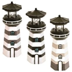 B&M Lighthouse Ornament With Rotating Solar Light - Grey 7 B&M Lighthouse Ornament With Rotating Solar Light - Grey -EcoPatio Shop 393263 lighthouse ornament with rotating solar light group