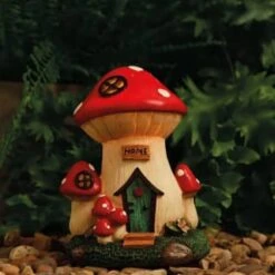 B&M Assorted Mushroom House Ornament With Glowing Solar Light -EcoPatio Shop 393429 mushroom house ornament with glowing solar light 4