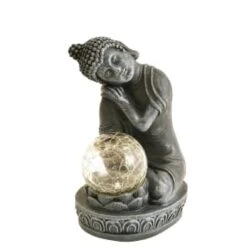 B&M Assorted Sitting Solar Buddha Garden Ornament -EcoPatio Shop 393441 sitting buddha garden ornament with solar crackle ball 4