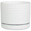 B&M White Ceramic Planter With Base Plate -EcoPatio Shop 393651 white ceramic planter with base plate 2