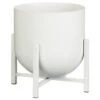 B&M White Metal Planter On Stand -EcoPatio Shop 393654 white metal planter on stand