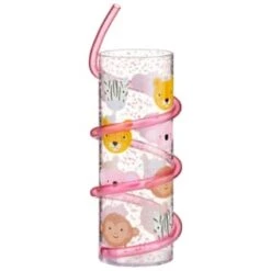 B&M Little Safari Animal Tumbler & Straw (Assorted) -EcoPatio Shop 394235 kids animal tumbler and straw animals pink
