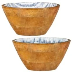 B&M Ocean Air Wooden Bowl - Stripes -EcoPatio Shop 394287 ocean wooden bowl main