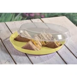 B&M Food Tray With Clear Lid - Yellow -EcoPatio Shop 394984 food tray with clear lid yellow