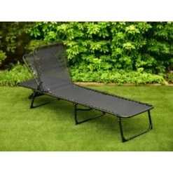 Vancouver Premium 3 Position Folding Relaxer Bed - Black -EcoPatio Shop 395731 vancouver premium 3 position folding relaxer bed 2