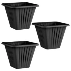 Square Planter 3pk - Black -EcoPatio Shop 397062 3 pack square planters black group