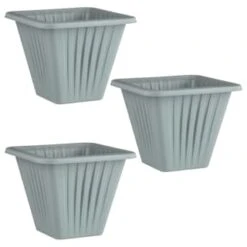 Square Planter 3pk - Grey -EcoPatio Shop 397063 3 pack square planters grey group