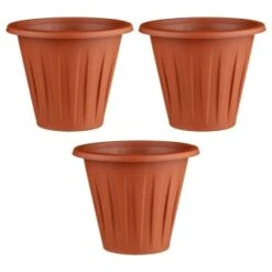 Terracotta Round Planters 3pk -EcoPatio Shop 397064 3 pack terracotta round planters group