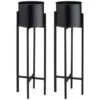 B&M Tall Round Planter 2pk - Black -EcoPatio Shop 397834 2pk tall round planters